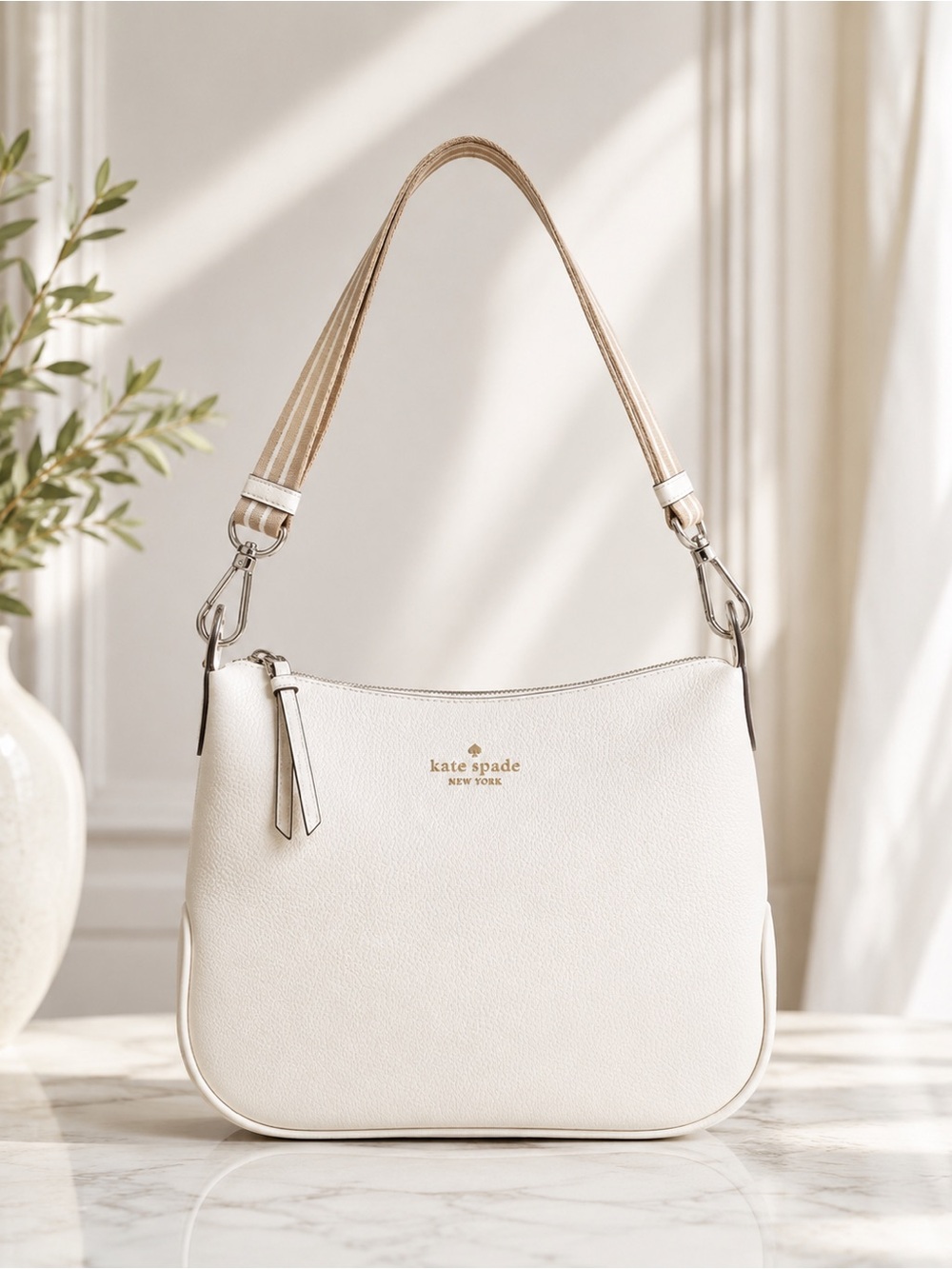 ✨ Kate Spade Knott Cream Pebbled Leather Shoulder Bag NWOT